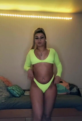 Amazing BbygShai in Hot Light Green Bikini