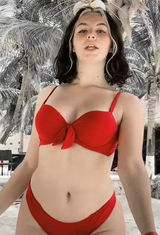 Desirable Claudia García in Red Bikini at the Beach