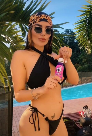 4. Cute Dania Méndez in Black Bikini at the Pool (Underboob)