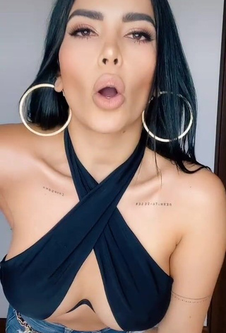 Hot Dania Méndez in Black Bikini Top (Underboob)