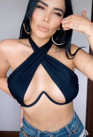 3. Hot Dania Méndez in Black Bikini Top (Underboob)