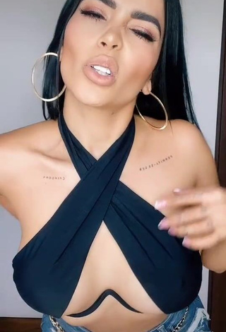 4. Hot Dania Méndez in Black Bikini Top (Underboob)